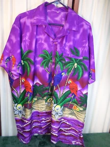 Herren Papageien & Palmen kurzärmlig geknöpft vorne hawaiianisches Hemd mit Tasche - Bild 1 von 9