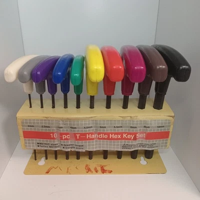 10pc T Handle Allen Wrench Hex Ball Key Set SAE w/ Storage Stand - Image 1 of 4
