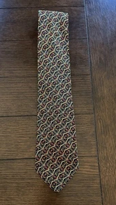 Brioni Black Red and Gold Geometric Print Silk Tie - Picture 1 of 6