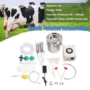 6L Electric Cow Milking Machine Pulsation Vacuum Milker 304 Stainless Steel c5 - Bild 1 von 11