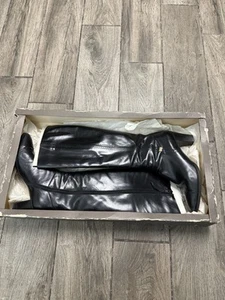 Stivaletto Salvatore Ferragamo donna tg 7,5 AA pelle nero tacco alto al ginocchio + scatola - Foto 1 di 8