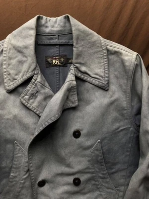 good condition RRL COTTON TWILL HARDING COAT Double RL French Indigo Pea Coat - Image 1 of 4