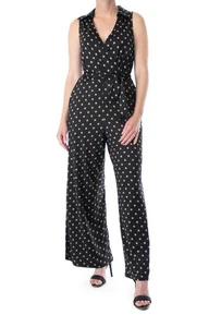Nina Leonard Women’s Sleeveless Polka Dot Print Jumpsuit Wide Leg Size Medium - Picture 1 of 9