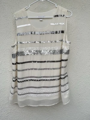 Blusa Coldwater Creek para mujer marfil sin mangas XL Foto 1 de 4