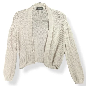 Wooden Ships Cropped Open Cardigan Sweater Sz S Neutral Beige Minimalist - Picture 1 of 12