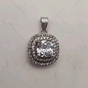 Vintage Anhänger Sterlingsilber Art Deco Zirkonia quadratisch  - Bild 1 von 4