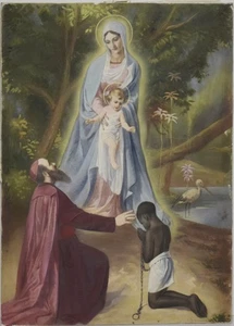 Zeichnung Skizze Tempera auf Karton "MADONNA KÖNIGIN VON NIGRIZIA" - Bild 1 von 2
