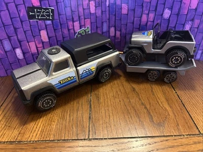 Juego de remolque Jeep Tonka Silver Truck 1979 diecast vintage Foto 1 de 4