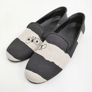 mina perhonen New Aurinko Choucho 21.5cm Black Border Slip-on 5-0930G♪ - Picture 1 of 5