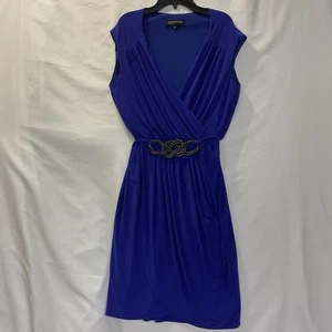Jones New York Dress Sz 10 Royal Blue Ruched Shoulders Evening Gown Knee Length - Picture 1 of 8