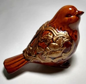 Estatuilla de pájaro Inspiraciones naturales marrón dorado decoración del hogar cerámica de colección - Imagen 1 de 6