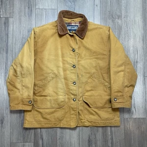 Abrigo de granero vintage Lands End Chore forro a cuadros cuello de pana puño para mujer XL - Imagen 1 de 13