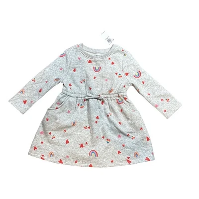 Old Navy Girls Dress 18-24 Months Gray Rainbow Heart Star Long Sleeve NWT - Image 1 of 4