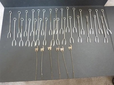 35 tenedores de cóctel vintage plateados entremeses alambre trenzado 6 con llamas 4" Foto 1 de 4