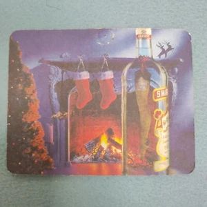 Smirnoff rechteckiger Weihnachts Bierdeckel Hausbar Männerhöhle Wodka Kamin Strumpf - Bild 1 von 6