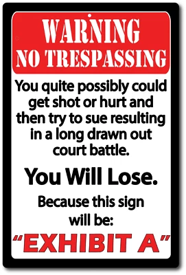 警告无侵入标志金属铝 8"x12" 有趣的警告离开发布 — 第 1/4 张图片