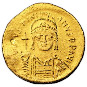 Coin Byzantine - Justinian I - Gold Solidus or - Constantinople - 527-565 - Picture 1 of 2