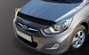 Acrylic Bonnet Hood Guard Garnish Deflector D-696 Blk for Hyundai Accent 2011~17 - Picture 1 of 11