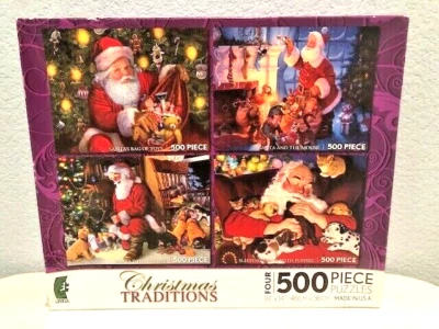 Christmas Traditions Four 500 Piece Puzzles by Ceaco  18X14 Santa Claus - Image 1 of 4
