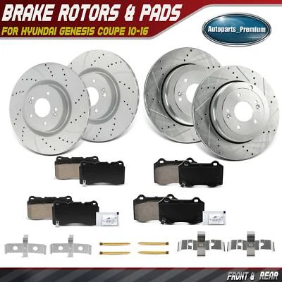 Front Drilled Brake Rotors & Ceramic Pads for Hyundai Genesis Coupe 2010-2016 - Image 1 of 4