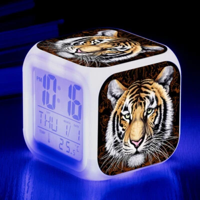 Colorido LED Despertador Tigre Brillante Electrónico Digital Escritorio Reloj de Mesa 3.15" Foto 1 de 4