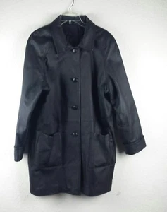 Amalfi Leather if Womens Winter Coat Jacket Sz L/LX 100% Leather Pockets Black - Picture 1 of 7