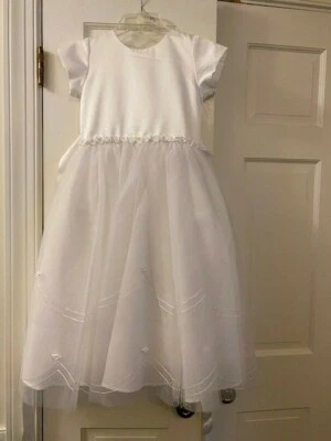 NUEVO Vestido Blanco Us Angels Niñas para Comunión o Flor Niña Talla 7 Foto 1 de 4