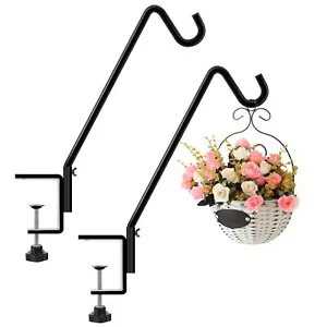 2 Pack 14" Heavy Duty Deck Bird Feeder Hanger Hooks for Railing Flower Baskets - Picture 1 of 7