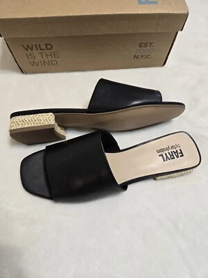 Sapato Chinelo Plano FarylRobin Dahlia Tamanho 9 Conforto Couro Preto - Imagem 1 de 4