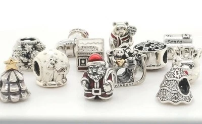 Authentic Pandora 925 ALE Assorted Christmas Slide Charm Beads NEW - Image 1 of 4