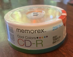 Memorex Cool Colors CD-R, 25 Pack, 52 x 700 MB 80 Min. New Sealed - Afbeelding 1 van 3