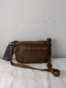 Langellotti Brown Woven Crossbody Bag Purse Genuine leather NWT Made in Italy - Picture 1 of 8