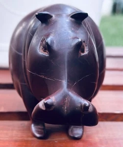 Vintage alte Rosenholz Nilpferd Skulptur Schwerlast Massivholz erstaunliche Kunst 6 Zoll - Bild 1 von 18