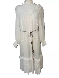 Zimmermann Women’s Boho Chiffon High Neck Dress size 2/M Removable Crochet Belt - Picture 1 of 11