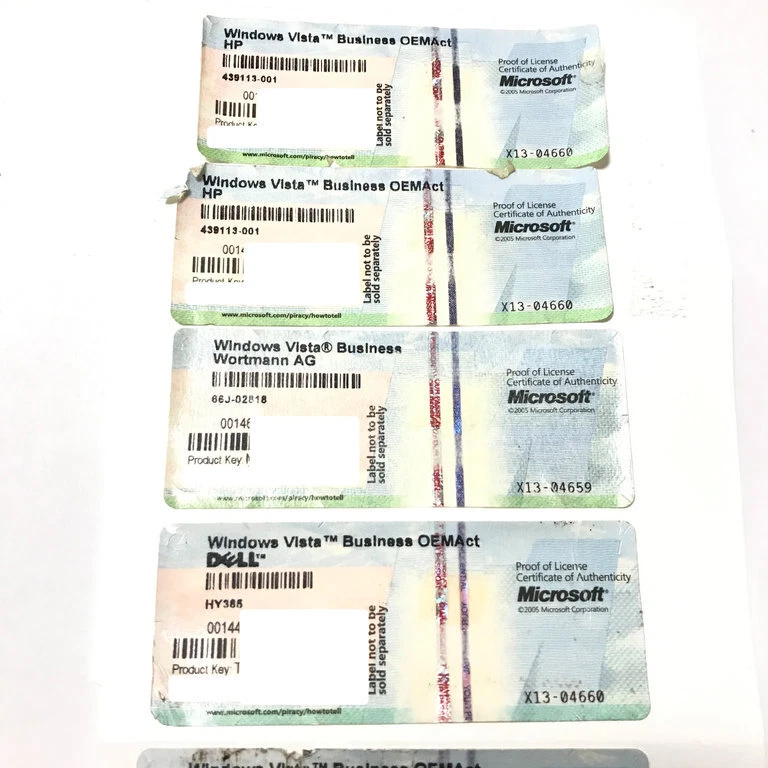 Windows Vista Business OEMAct Lizenz Key Aufkleber - Bild 1 von 1