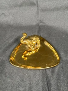Nate Berkus Gold Elephant Stoneware Small Trinket Dish Jewelry Tray Triangle 6" - Picture 1 of 7