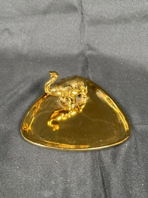 Nate Berkus Gold Elephant Stoneware Small Trinket Dish Jewelry Tray Triangle 6" - Image 1 of 4