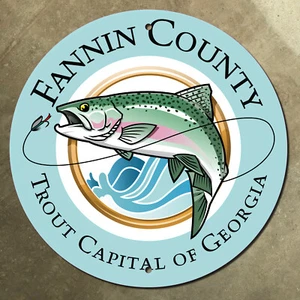 Georgia Fannin County Trout Capital route marker highway road sign fish 16x16 - Picture 1 of 2