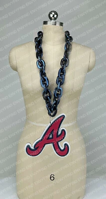 New MLB ATLANTA BRAVES NAVY BLUE Jumbo Big Fan Chain Necklace Foam MI USA - Image 1 of 3