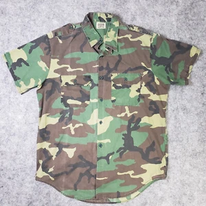 Vintage Gung Ho Shirt Mens Large Button Green Woodland Camo Military Made In USA - Picture 1 of 8