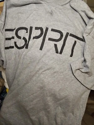 ESPRIT Spell Out T-Shirt Men's Woman's Medium Made In USA Gray  - Image 1 of 4