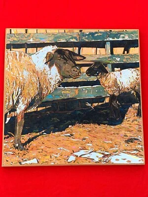 Vintage Wall Picture Art Black Mutton Face Sheep VIRGINIA LOVERS 25/25 OOAK ❤️m9 - Image 1 of 4