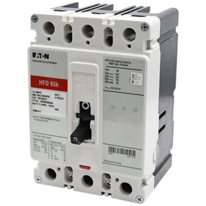 Interruptor de circuito HFD3015 Eaton/Cutler Hammer 15A 600V 3P -SA - Imagen 1 de 3