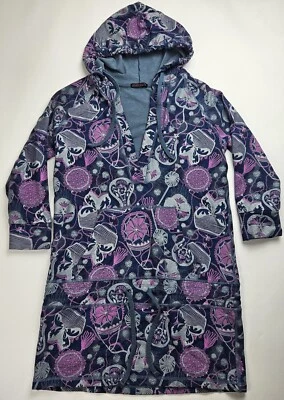 Sudadera con Capucha Mediana (Talla 3) CUSTO BARCELONA Azul Rosa Plata Floral Pullover Largo Top Foto 1 de 4