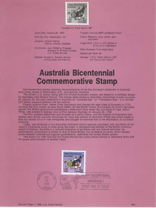 US Scott#SP823 (2370) 22c Australia Bicentennial Single Souvenir Pages NH 1988 - Picture 1 of 1