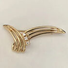 Vtg.Retro 1950?s Solid 14K Yellow Gold Abstract Brooch w 3 Diamonds 2.7 Grams
