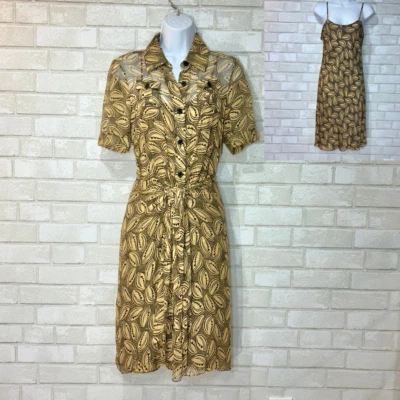 DVF Conjunto de 2 piezas de Vestido sin Mangas de Seda y Camisa Transparente Talla 6 Tropical Luxury Resort Foto 1 de 4