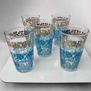 Set 5 bicchieri da bevanda moderni metà secolo, bicchieri in vetro federali, vintage - Foto 1 di 3