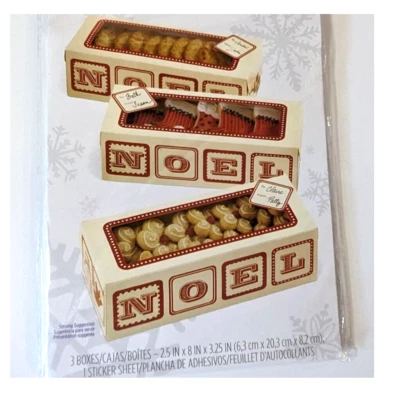 Wilton NOEL Christmas Box Kit, Holiday Treat Gift Cookie Candy Dessert, Pkg of 3 - Image 1 of 4