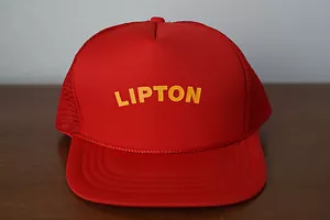 Vintage Lipton Snap Back Mesh Trucker Hat Cap Red - Picture 1 of 5